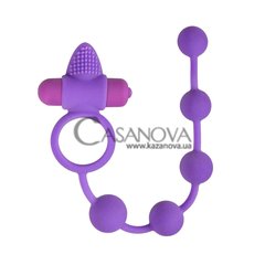 Основное фото Эрекционное виброкольцо со стимулятором клитора и анальной цепью EasyToys Triple Pleasure фиолетовое