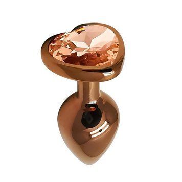 Основне фото Анальна пробка EGZO Dark Gold Heart Plug S золота з золотим кристалом 7,1 см