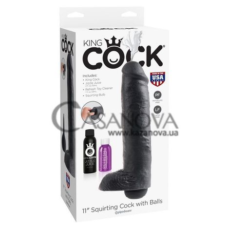 Основное фото Эякулирующий фаллоимитатор King Cock Squirting черный 28 см
