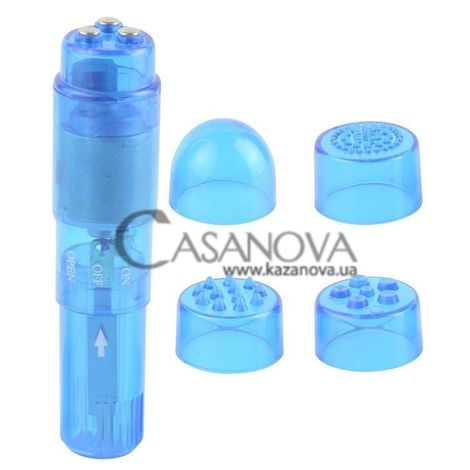 Основное фото Клиторальный вибратор с насадками Waterproof Mini Mite голубой 9,5 см
