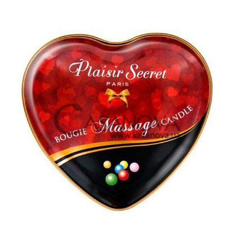 Основное фото Массажная свеча сердце Plaisirs Secrets Bougie Massage Candle жевательная резинка 35 мл