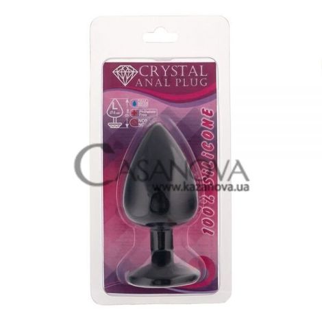 Основное фото Анальная пробка Crystal Anal Plug L чёрная с ярко-розовым кристаллом 9 см