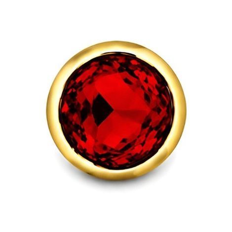 Основное фото Анальная пробка EGZO Gold Round Plug S золотистая с красным кристаллом 7 см
