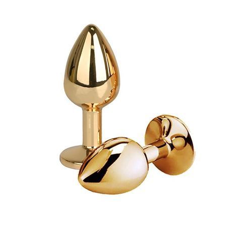 Основное фото Анальная пробка EGZO Gold Round Plug S золотистая с красным кристаллом 7 см