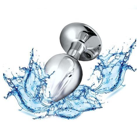 Основное фото Анальная пробка EGZO Silver Round Plug S серебристая с чёрным кристаллом 7 см