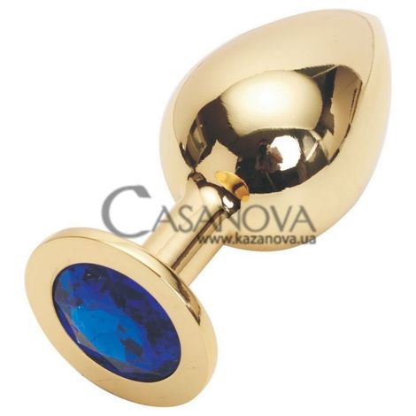 Основне фото Анальна пробка Jewelery Butt Plug Large золотиста із синім 9 см