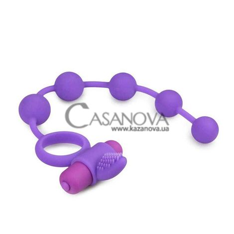 Основное фото Эрекционное виброкольцо со стимулятором клитора и анальной цепью EasyToys Triple Pleasure фиолетовое