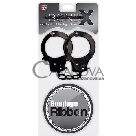 Основне фото Набір для бондажу BondX Metal Cuffs & Bondage Ribbon чорний