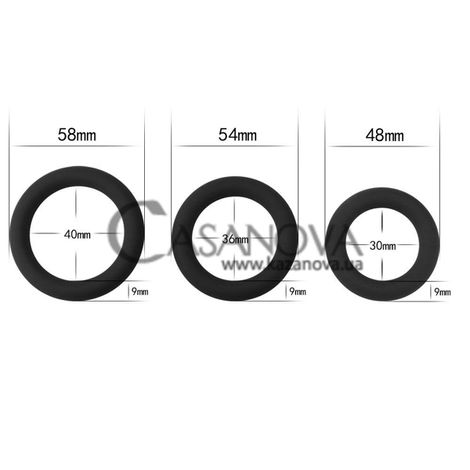 Основное фото Набор из 3 эрекционных колец Power Plus Cock Ring Series Soft Silicone Snug Ring чёрный