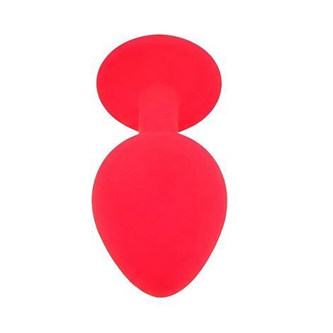 Основное фото Силиконовая анальная пробка EGZO Silicone Red Round Plug S красная с бирюзовым кристаллом 7 см