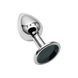 Дополнительное фото Анальная пробка EGZO Silver Round Plug S серебристая с чёрным кристаллом 7 см