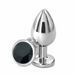 Дополнительное фото Анальная пробка EGZO Silver Round Plug S серебристая с чёрным кристаллом 7 см