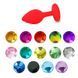 Дополнительное фото Силиконовая анальная пробка EGZO Silicone Red Round Plug S красная с бирюзовым кристаллом 7 см