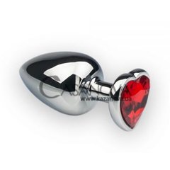 Основное фото Анальная пробка Silver Heart Ruby L серебристо-красная 9 см