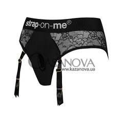 Основное фото Кружевные трусы для страпона с подвязками для чулок Strap-on-me Diva Harness M чёрные
