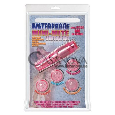 Основное фото Клиторальный вибратор с насадками Waterproof Mini Mite розовый 9,5 см