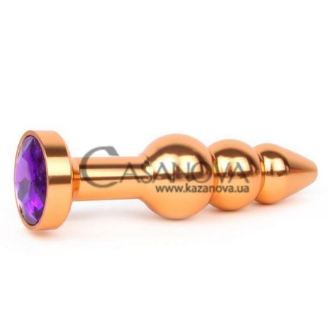 Основное фото Анальная пробка Anal Jewelry Plugs QGLD-04 золотая с фиолетовым кристаллом 11,3 см
