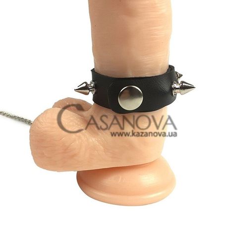 Основное фото Кольцо для пениса с шипами и поводком Penis Ring чёрное