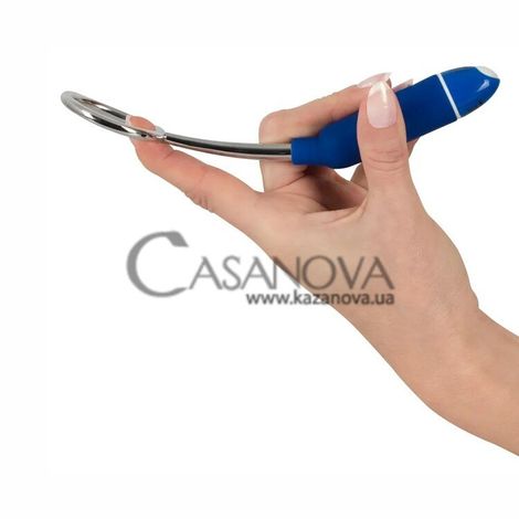 Основное фото Вибростимулятор для головки пениса Glans Stimulation Loop серебристо-синий 19,1 см