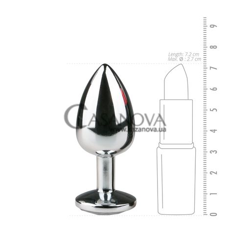 Основное фото Анальная пробка EasyToys Metal Butt Plug серебристая с белым камнем 7,2 см