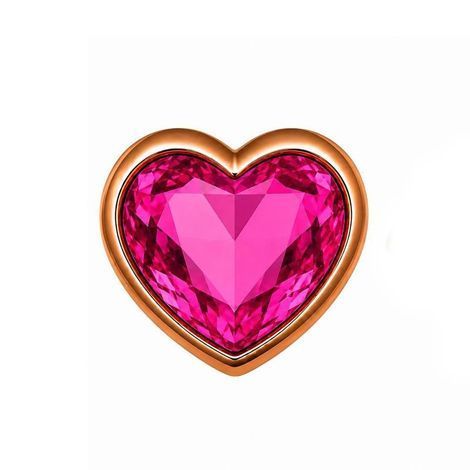 Основное фото Анальная пробка EGZO Dark Gold Heart Plug S золотистая с малиновым кристаллом 7,1 см