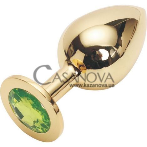 Основне фото Анальна пробка Anal Jewelry Golden Plug Large золотиста із салатовим 9,5 см