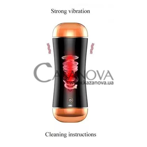 Основное фото Двухсторонний вибромастурбатор-анус с вагиной со звуковыми эффектами Boss Series 63-00030 телесный