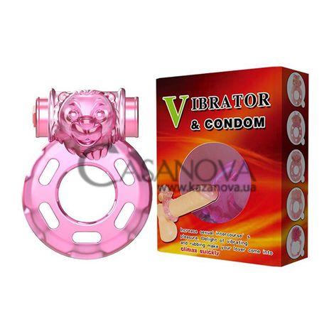 Основное фото Эрекционное виброкольцо Pretty Love Vibrator & condom BI-010084 розовое