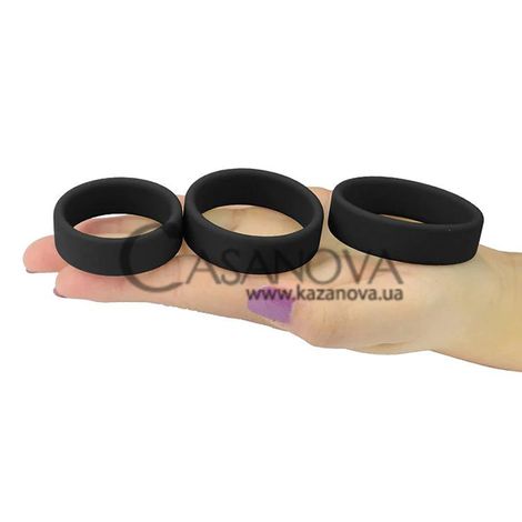 Основне фото Набір із 3 ерекційних кілець Power Plus Cock Ring Series Soft Silicone Pro Ring чорний