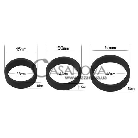 Основное фото Набор из 3 эрекционных колец Power Plus Cock Ring Series Soft Silicone Pro Ring чёрный