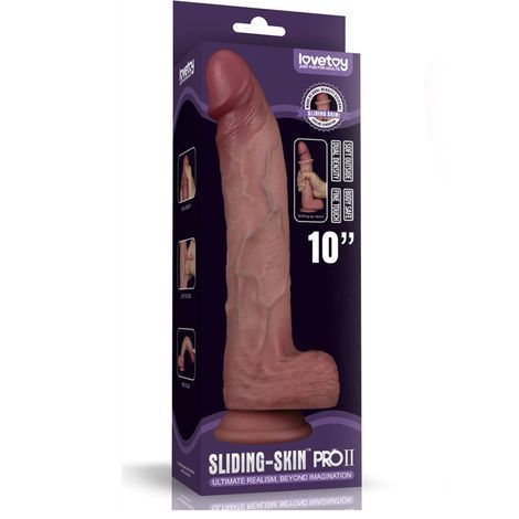 Основне фото Реалістичний фалоімітатор з рухливою крайньою плоттю Lovetoy 10'' Sliding Skin Pro II Dual Layer Silicone Dong тілесний 25 см
