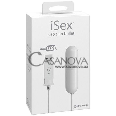 Основное фото Вибропуля iSex USB Slim Bullet белая 5,5 см