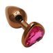 Дополнительное фото Анальная пробка EGZO Dark Gold Heart Plug S золотистая с малиновым кристаллом 7,1 см