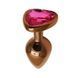 Дополнительное фото Анальная пробка EGZO Dark Gold Heart Plug S золотистая с малиновым кристаллом 7,1 см