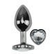 Додаткове фото Анальна пробка EGZO Dark Silver Heart Plug M срібляста з прозорим кристалом 8,2 см