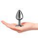 Додаткове фото Анальна пробка EGZO Dark Silver Heart Plug M срібляста з прозорим кристалом 8,2 см