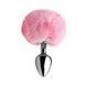 Дополнительное фото Анальная пробка LoveToy Pompon Metal Plug Large серебристая с розовым хвостом 15 см