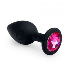 Основное фото Анальная пробка Crystal Anal Plug S чёрная с ярко-розовым кристаллом 7,5 см