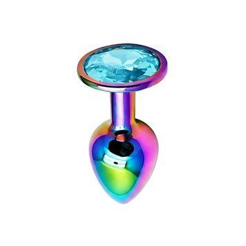Основное фото Анальная пробка EGZO Multicolor Round Plug S разноцветная с голубым кристаллом 7 см