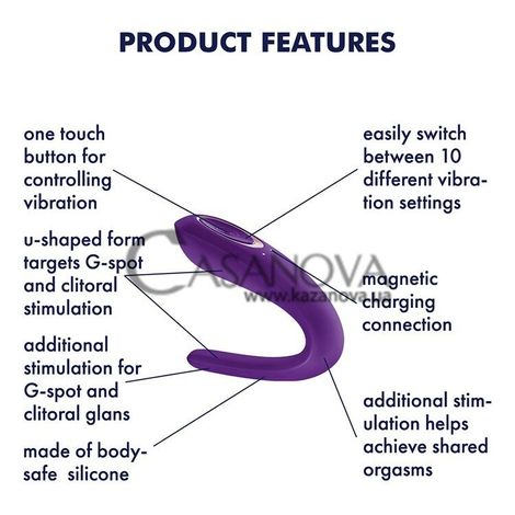 Основное фото Вибратор для двоих Partner фиолетовый 9,9 см