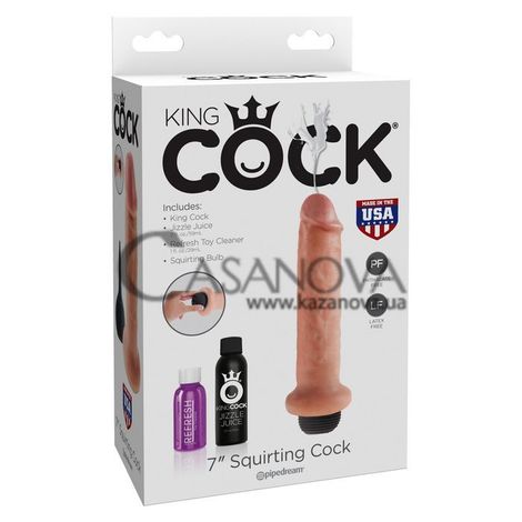 Основное фото Эякулирующий фаллоимитатор King Cock Squirting телесный 21,5 см