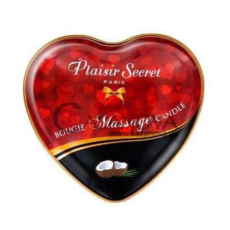 Основное фото Массажная свеча сердце Plaisirs Secrets Bougie Massage Candle кокос 35 мл