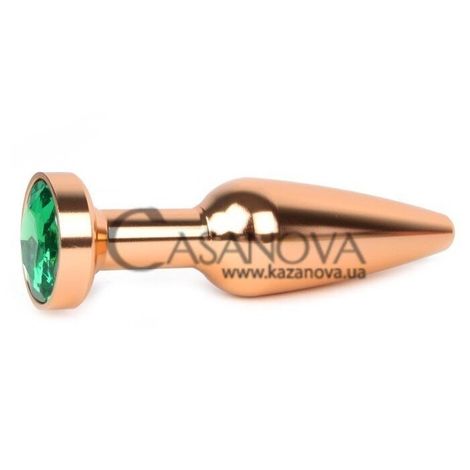 Основное фото Анальная пробка Anal Jewelry Plugs XGLD-07 золотистая с зелёным кристаллом 11,3 см