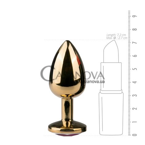 Основне фото Анальна пробка EasyToys Metal Butt Plug золотиста з фіолетовим каменем 7,2 см