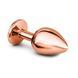 Дополнительное фото Анальная пробка EGZO Rose Gold Round Plug S в розовом золоте с бирюзовым кристаллом 7 см