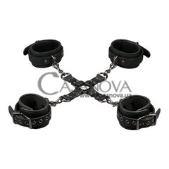Основне фото Хрестовина з фіксаторами Easytoys Ankle and Wirst Cuffs and Hogtie Set чорна