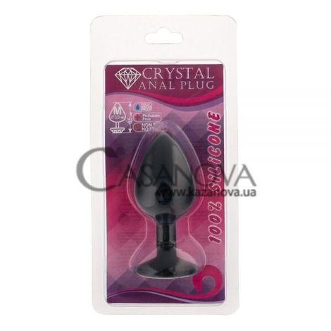 Основное фото Анальная пробка Crystal Anal Plug M чёрная с прозрачным кристаллом 8,5 см