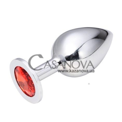 Основне фото Анальна пробка Anal Jewelry Plug Large срібляста з червоним кристалом 9,5 см