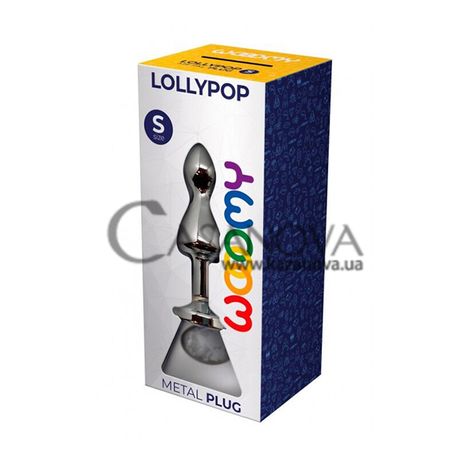 Основное фото Анальная пробка Wooomy Lollypop S серебристая с прозрачным кристаллом 8,5 см