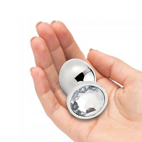 Основне фото Металева анальна пробка Dream Toys Gleaming Love Silver Plug Small срібляста з прозорим каменем 7,1 см